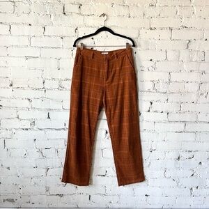 Brixton Women's Rust Corduroy  Plaid Chinos Size 27